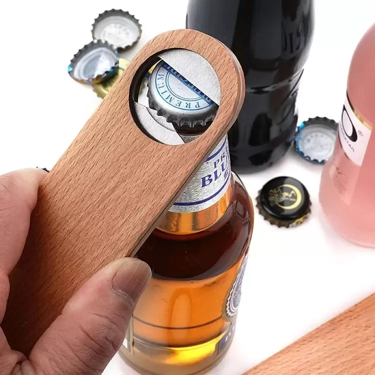 Wood Big Handle Bartender Openers Wine Beer Soda Glass Cap Bottle Opener Kitchen Bar Tools Factory Wholesale