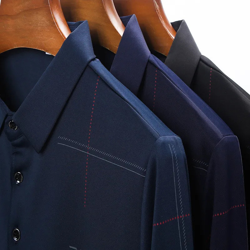 Men Polo Shirt Business Autumn Tshirt Long Sleeve Casual Male Polo Shirt Fit Slim Korean Clothing Button Shirts 240229