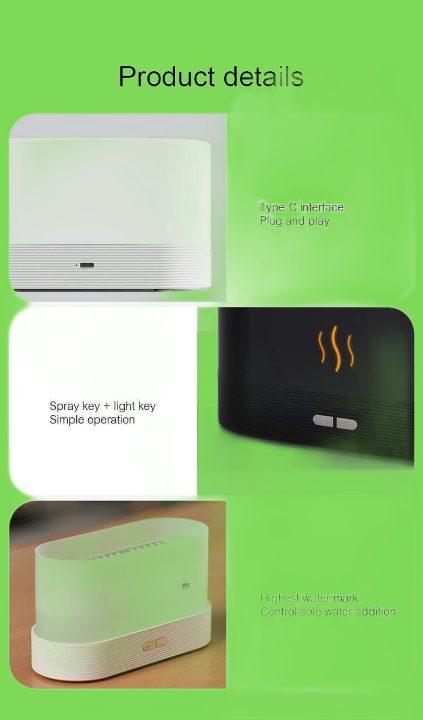 Kinscoter Aroma Diffuser Air Humidifier Ultrasonic Cool Mist Maker Fogger Led Essential Oil Flame Lamp Difusor