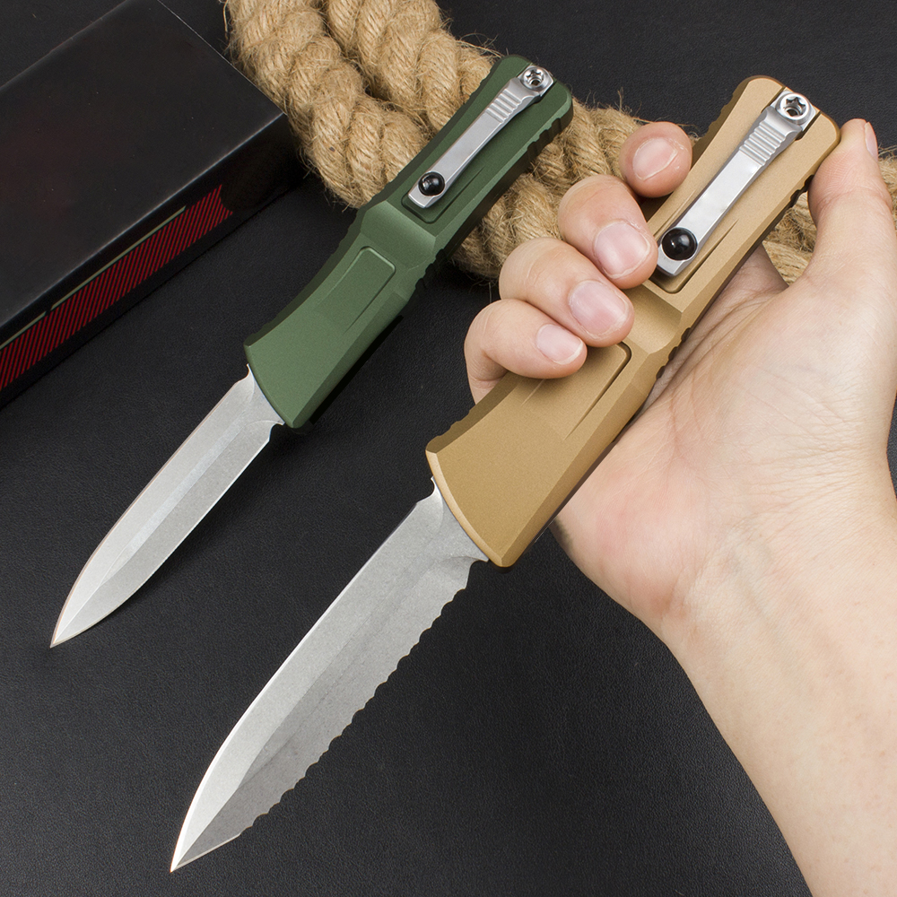 H3401 High End Tactical Knife D2 Stone Wash Blade CNC Aviation Aluminum Handle Outdoor Camping Hiking EDC Pocket Knives with Nylon Bag