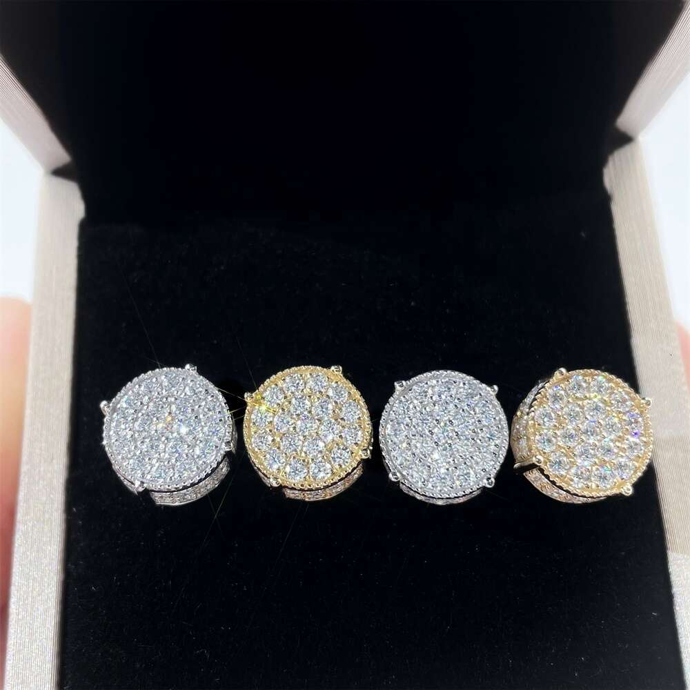 Ready To Ship 10K Gold VVS Moissanite Dia Hip Hop Earrings Studs Men