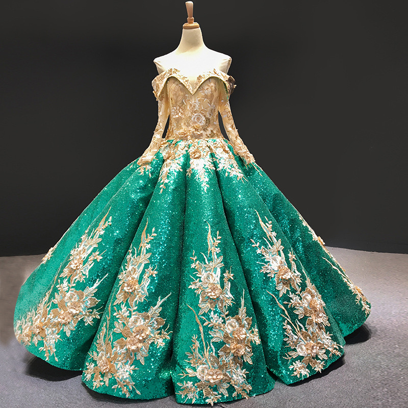 2024 new sparkle ball gown wedding dress sexy off shoulder 3D Lace embroidery beaded vestido novia gold sequined bridal gowns sequins boho robes de ma