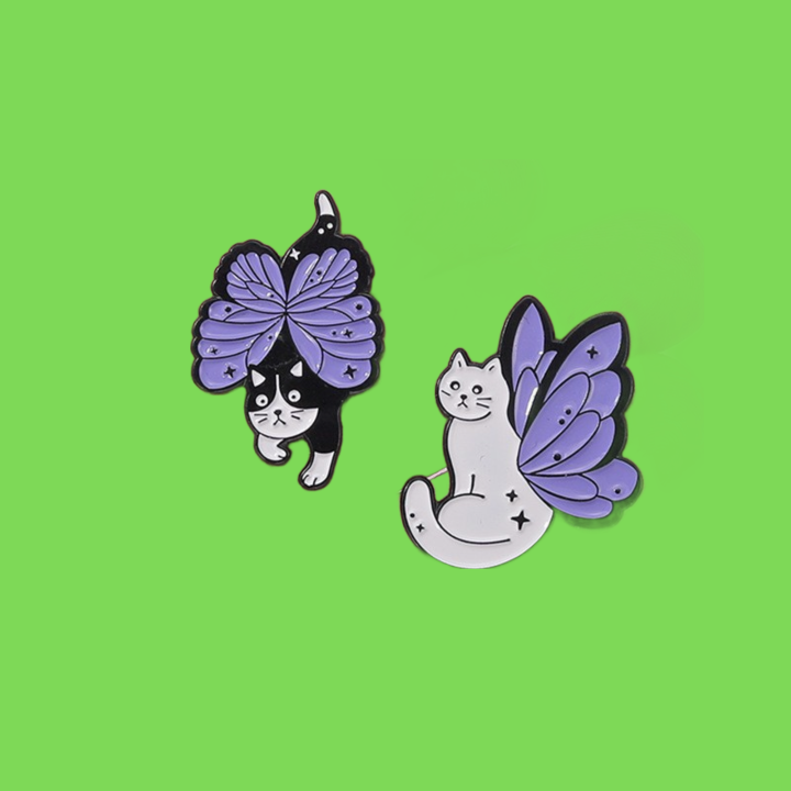 Cute Brooches Pin for Women Kids Fahsion Jewelry Purple Color Cat Animal Cartoon Shirt Coat Dress Denim Bag Decor Metal Enamel Pin