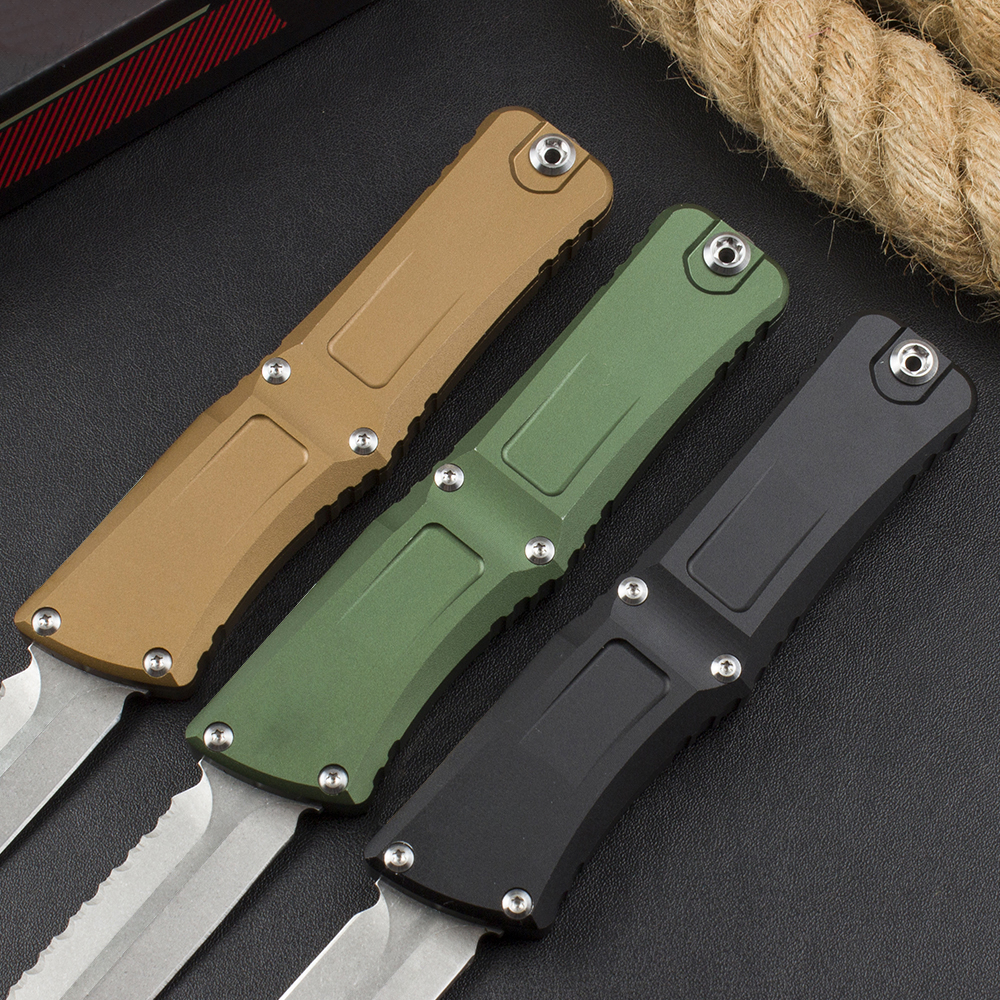 H3401 High End Tactical Knife D2 Stone Wash Blade CNC Aviation Aluminum Handle Outdoor Camping Hiking EDC Pocket Knives with Nylon Bag