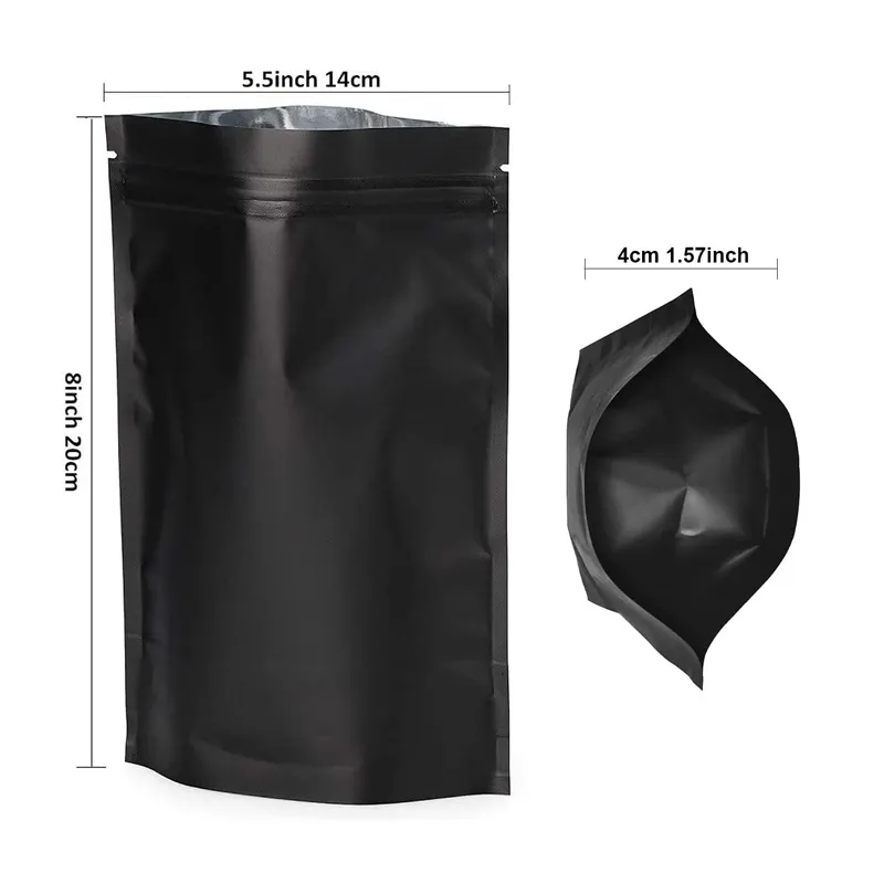 Smell Proof Bags | Resealable Matte Black Mylar Foil Pouch - 9 Sizes
