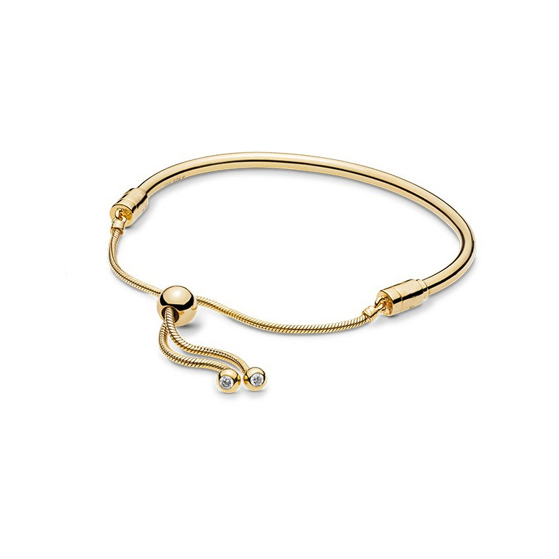 925 Sterling Silver Bracelet Light -faced Round Bead Buckle Can Adjust The Bracelet DIY Basic Bracelet Female