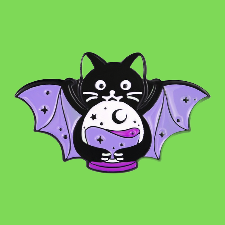 Cute Brooches Pin for Women Kids Fahsion Jewelry Purple Color Cat Animal Cartoon Shirt Coat Dress Denim Bag Decor Metal Enamel Pin