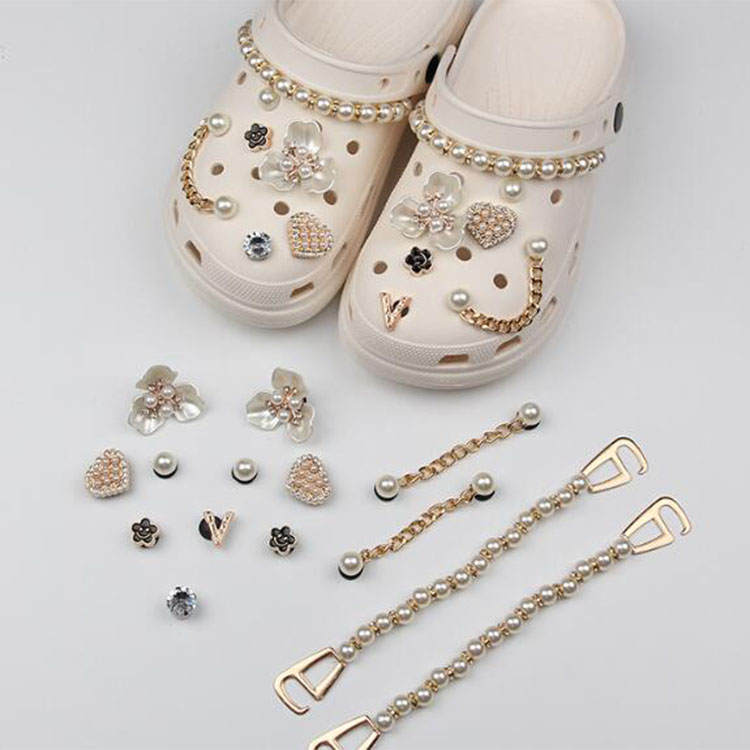 Set Muti Styles Bg Metal Shoecharms Buckle Chains Clog Charms Made323 Accessories Shoe Wers Gift
