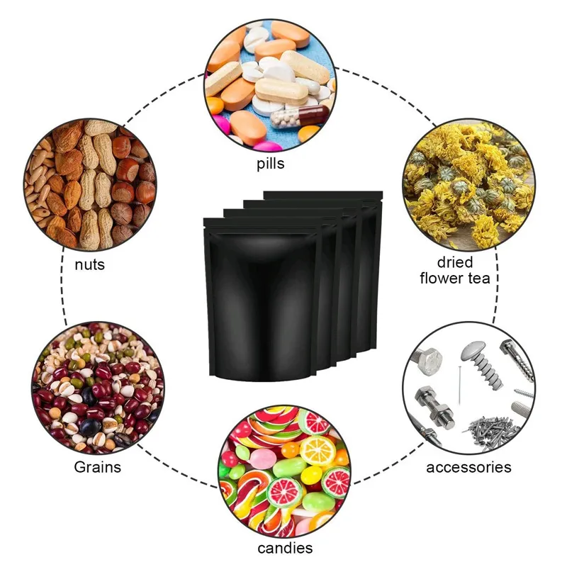 Smell Proof Bags | Resealable Matte Black Mylar Foil Pouch - 9 Sizes