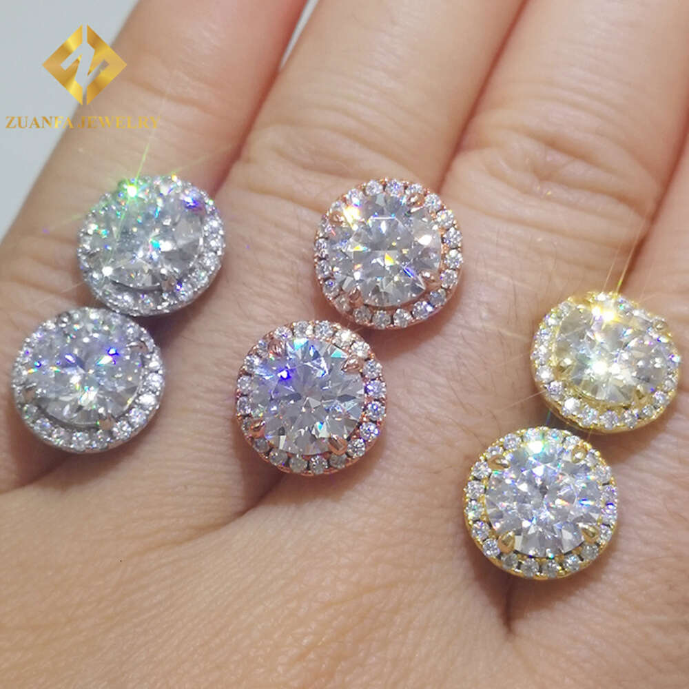 sier sterg Moissanite jewelry hip hop earring VVS GRA iced out moissanite dia stud earrings