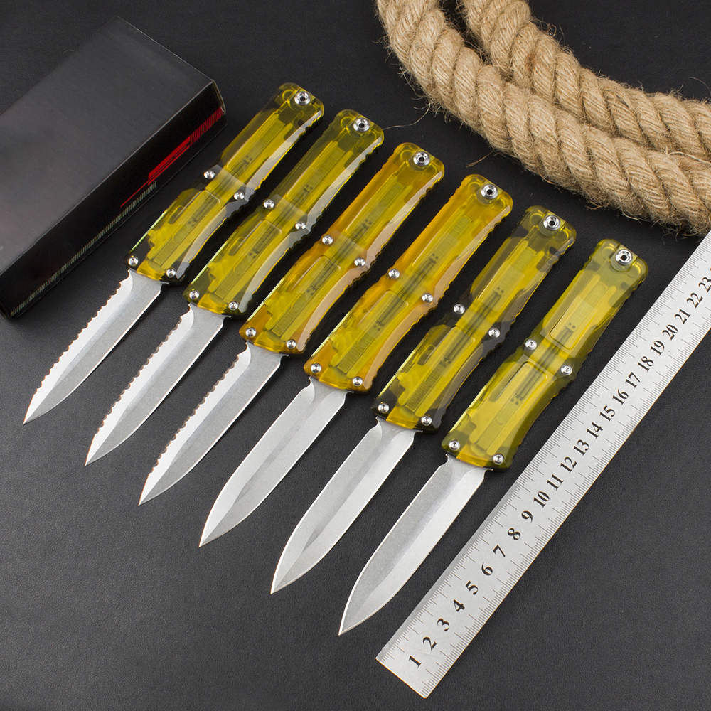 High End Tactical Knife D2 Stone Wash Blade CNC Aviation Aluminum PEI Handle Outdoor EDC Pocket Knives with Nylon Bag