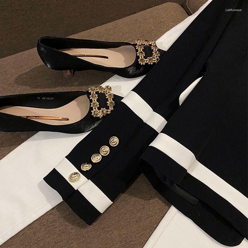 Women's Suits Temperament Jackets Double Breasted V-neck Tunic Outwear Office Ladies Contrast Color Thicked Korean Coat