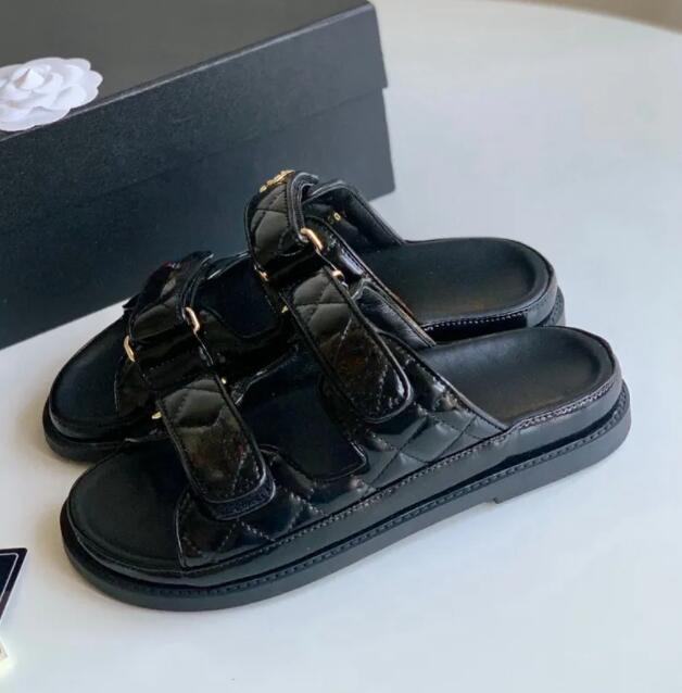 (Preminum) Sandals Velcro Tape Fashion Platform Slippers Summer Girls Gingham Beach Fashion Slides Sandal