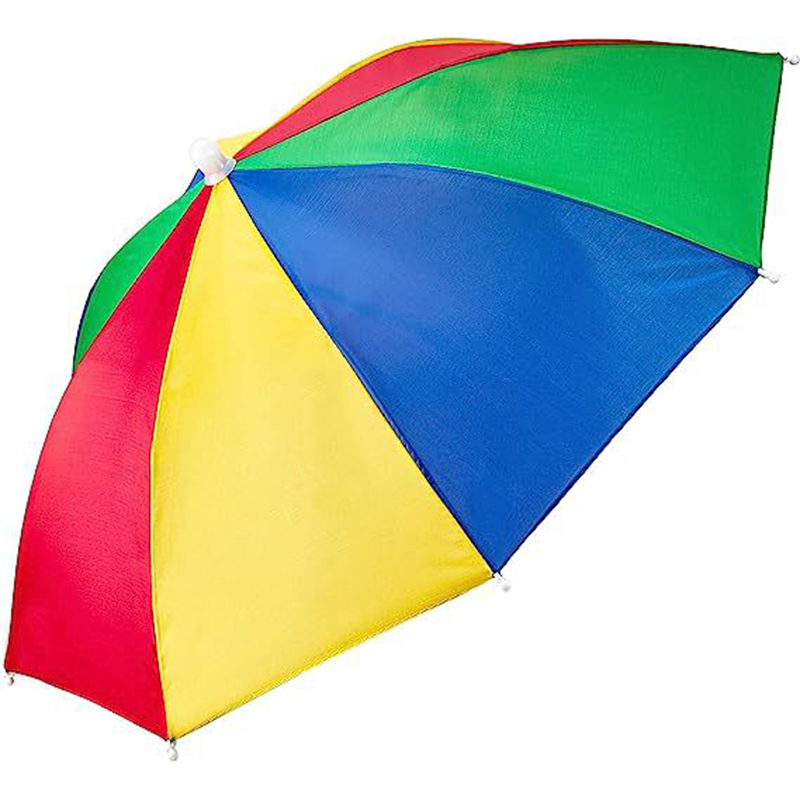 Portable Rainbow Sun Rain Umbrella Hat Foldable Outdoor Sunshade Waterproof Camping Fishing Golf Gardening Headwear Cap Beach Head Hats Hands Free Umb