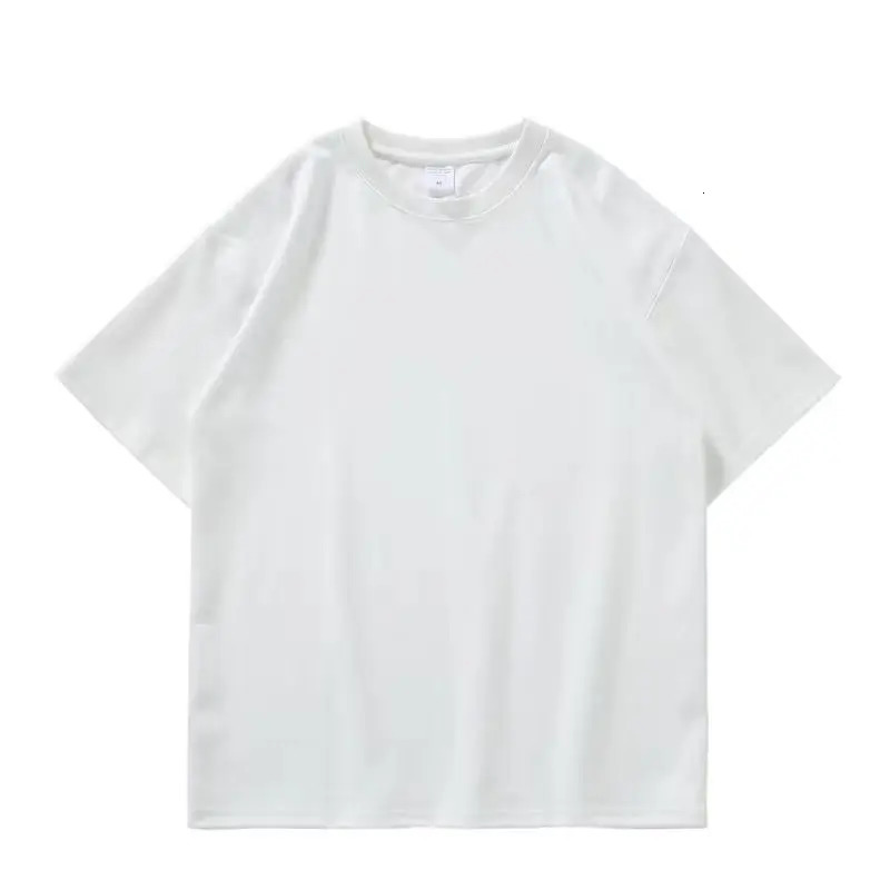 Black White GSM 300/500g Heavy-duty Cotton T-shirt Thickened Threaded Round Neck Short Sleeves Three Needle Half Sleeve Tees 240227