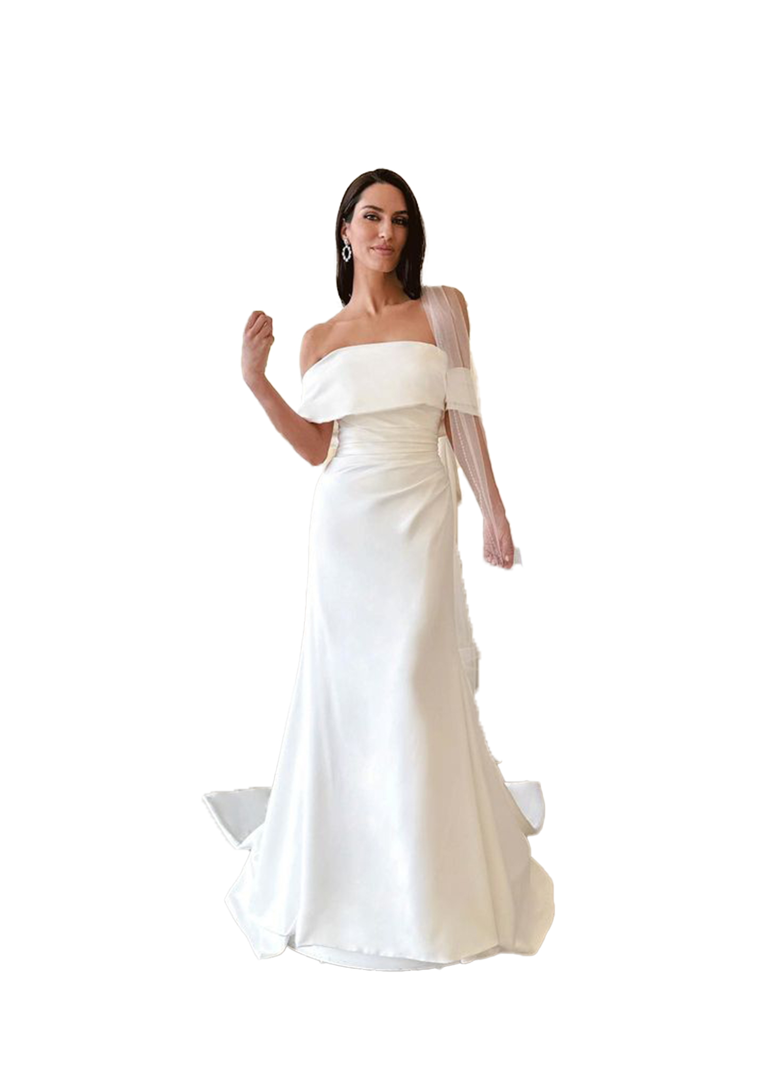 Simple Plus Beautiful Size Mermaid Wedding Dresses for Bride Women Strapless Satin Backless Sweep Train Sceond Reception Dress Bohemian Boho Bridal Go