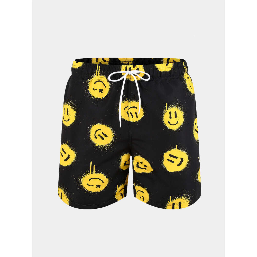 Men's Elastic Waistband Mesh Lining Shorts, Quick Drying Swimsuit with Zippered Pockets, Beach Shorts