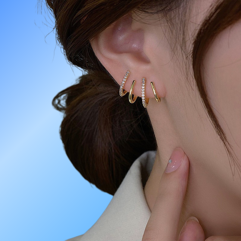 New Geometry Elegant Stud Earrings Women Shining Cubic Zirconia Wedding Engagement Party Jewelry