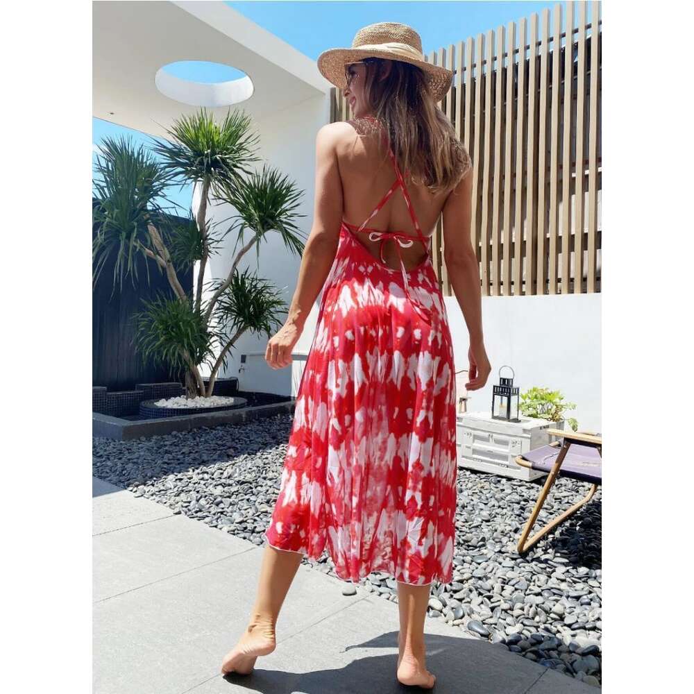 2024 New Mesh Skirt Style Three Piece Swimsuit for Women with Backless Sexy Bikini Strap