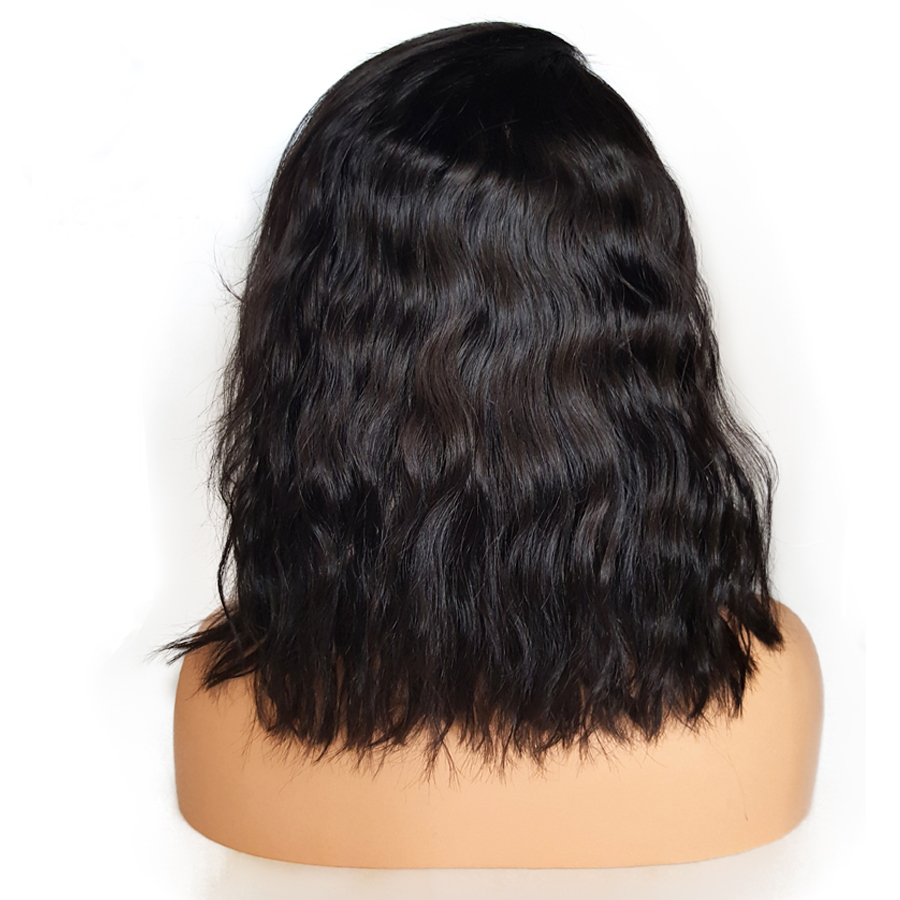 Brazilian human hair bob wigs side part with bang layered thin glueless hd lace bob hairstyle for white women natural black 130%density 10inch