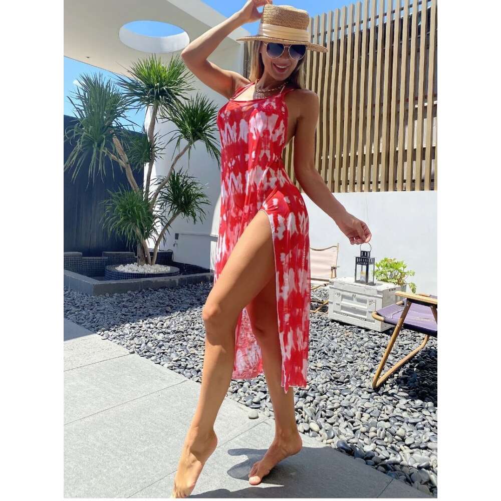 2024 New Mesh Skirt Style Three Piece Swimsuit for Women with Backless Sexy Bikini Strap
