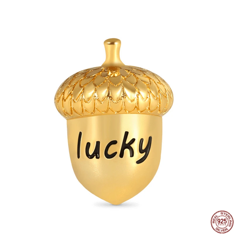 Classics 925 Sterling Silver Women's Hearts Charms Beads, Round, Gold Plated Series, Star charm Suitable for Women's Bracelets, Necklaces, D