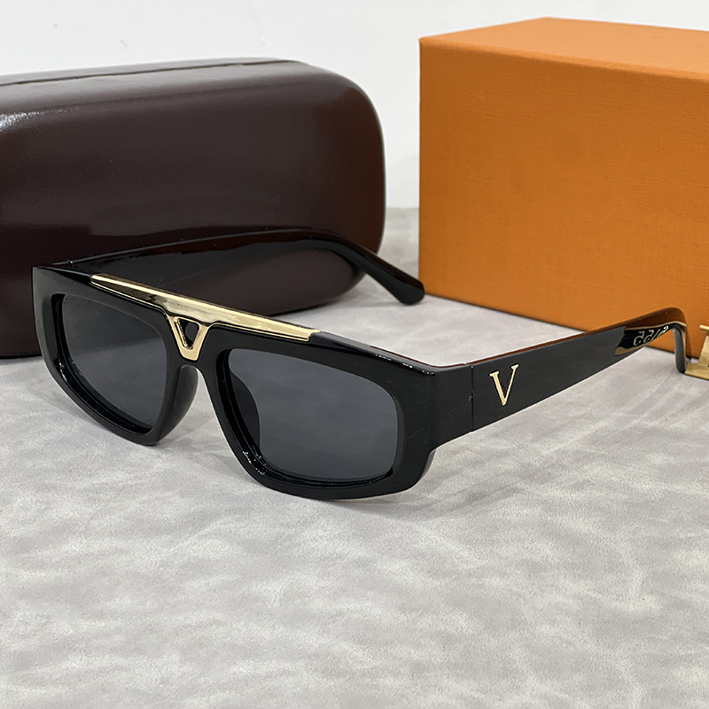 designer sunglasses for women men luxury metal goggle beach sun glasses polarized uv protectio retro narrow square frame colors adumbral with box