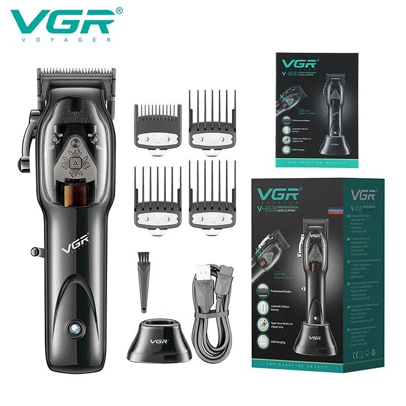 VGR Clipper Professional Cutting Machine Cordless Hair Electric Barber Haircut Trimmer for Men V 653 240219 C260312
