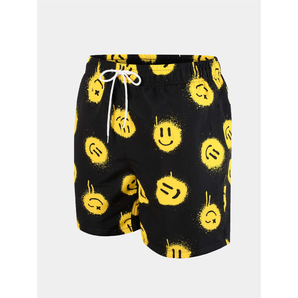 Men's Elastic Waistband Mesh Lining Shorts, Quick Drying Swimsuit with Zippered Pockets, Beach Shorts