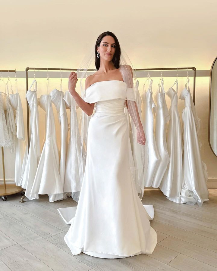 Simple Plus Beautiful Size Mermaid Wedding Dresses for Bride Women Strapless Satin Backless Sweep Train Sceond Reception Dress Bohemian Boho Bridal Go