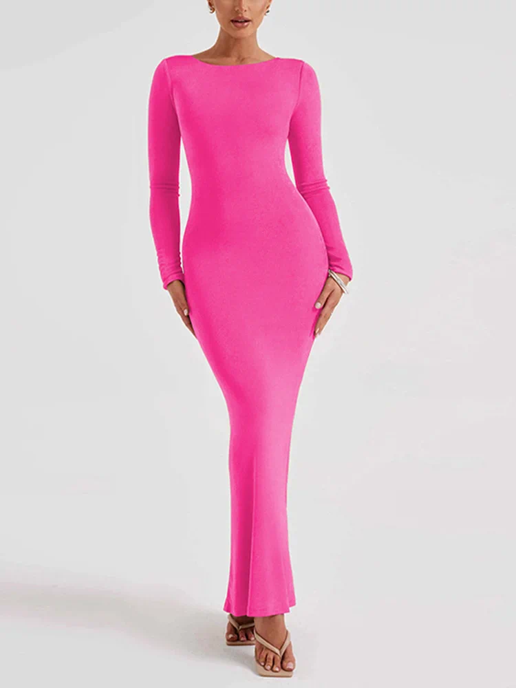 Casual Dresses Dress Long Skirt Sexy Backless Sleeved Elegant With Cross Tie Up High Waist And Buttocks Wrapped Fitted Evening