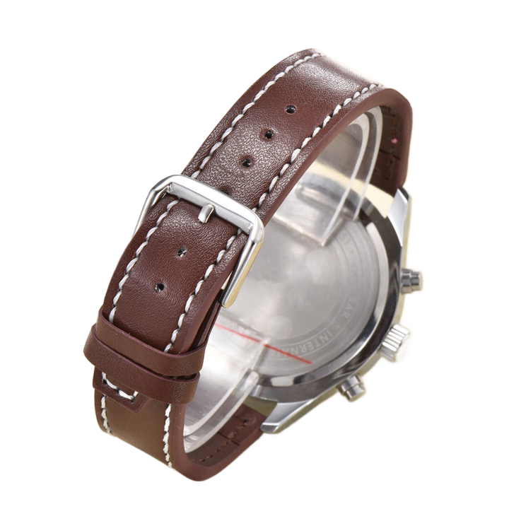 High quality mens watches quartz movement pilot watch all dial work chronometre wristwatch leather strap stainless steel case wate