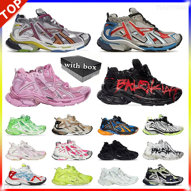 With Box Brand Track Runners 7.0 Men Designer Women Graffiti White Blue Orange Black Multicolor Mens Shoes Trainers Big Size Sneakers