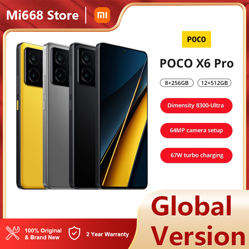 Global Version POCO X6 Pro 5G MTK Dimensity 8300-Ultra 67W Turbo Charging 64MP Triple Camera With OIS 120Hz AMOLED 5100mAh