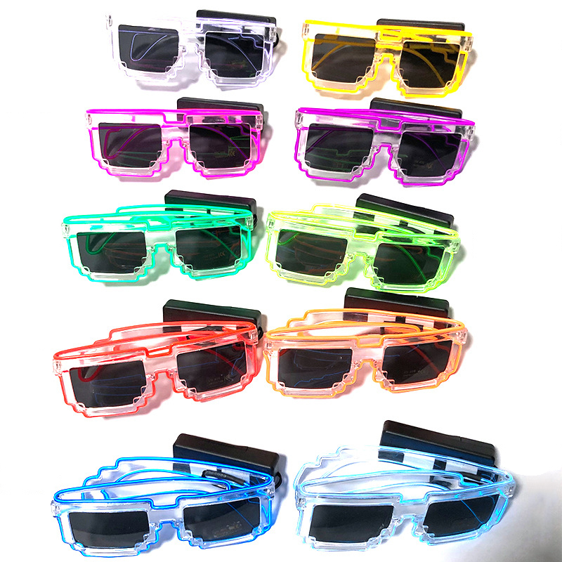Wireless LED Light Up Party Glasses EL Wire Glowing Eyewear in the Dark Neon Glasses Women Mens Costume Sunglasses for Halloween Carnival Festival Par