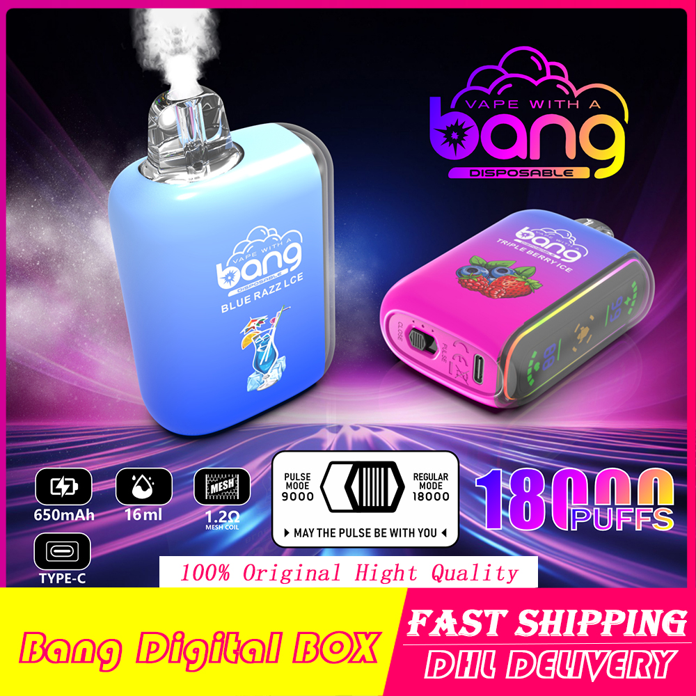 Original Bang Puffs 18000 Puff 18k Fumot Digital Box Smart Screen Electronic Cigarettes Disposable Vapes Rechargeable Battery Vaper VS Puff