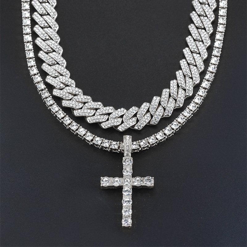 Sparkg 2024 Choucong Cross Pendant Necklace in White Gold Fill 4mm Crystal dh5727163