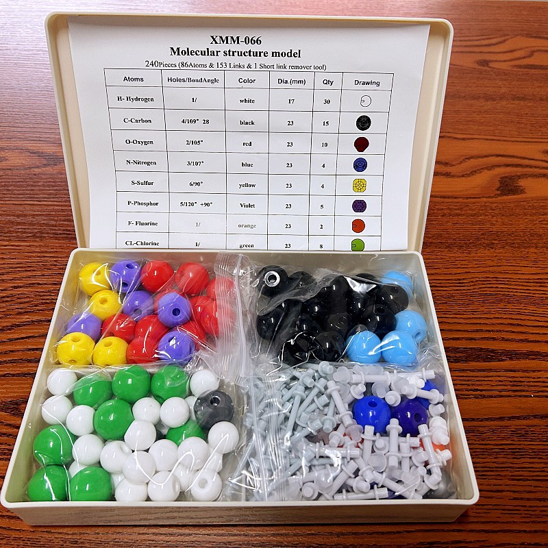240Pcs Molecular Model Kit Scientific Atom Molecular Models Color-Coded Chemistry Set of Atoms and Molecules For Kids