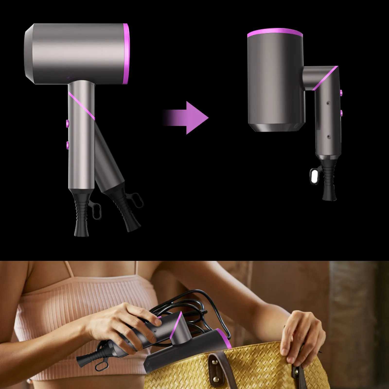 Hair Dryers Portable foldable ion hair dryer with 1 diffuser and 2 concentrates used for home salon styling tool EU plug Z260303