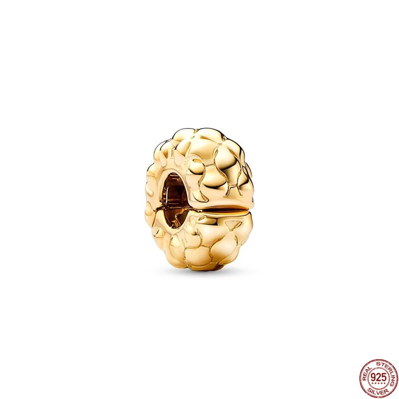 Classics 925 Sterling Silver Women's Hearts Charms Beads, Round, Gold Plated Series, Star charm Suitable for Women's Bracelets, Necklaces, D