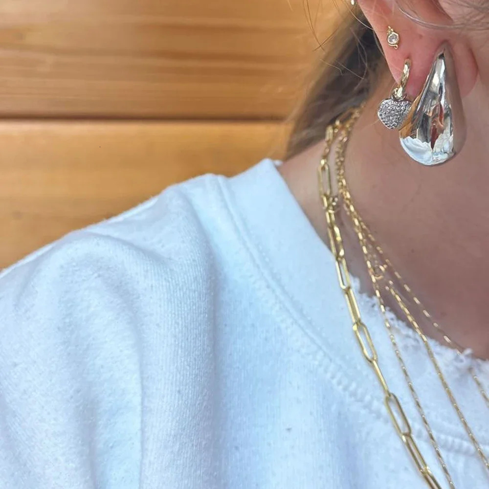 Chic Exaggerate Big Waterdrop Drop Earrings for Women Dupes Chunky Teardrop Stainless Steel Gold Plated Statement Ear Jewelry 240301