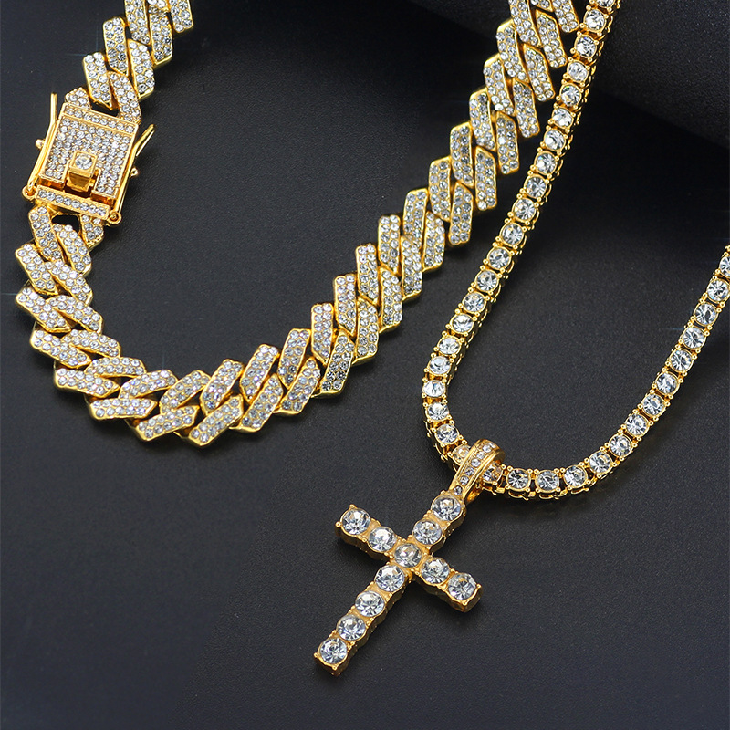 Sparkg 2024 Choucong Cross Pendant Necklace in White Gold Fill 4mm Crystal dh5727163