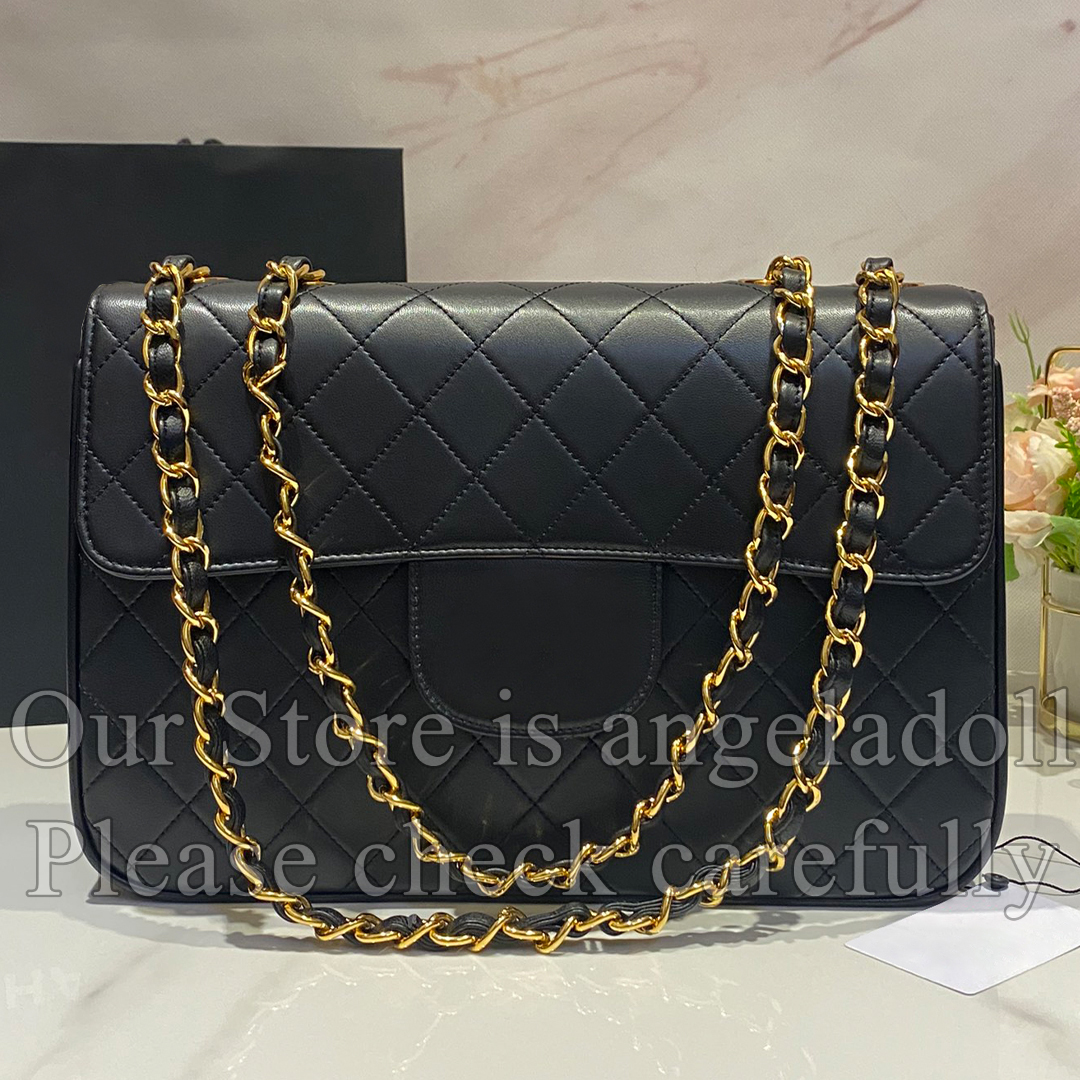 10A Mirror Quality Desinger Designer Classic Flap Bag 30cm Vintage Maxi Black Quilted Purse Luxurys Womens Genuine Leather Handbags Crossbody Shoulder Chain Bags