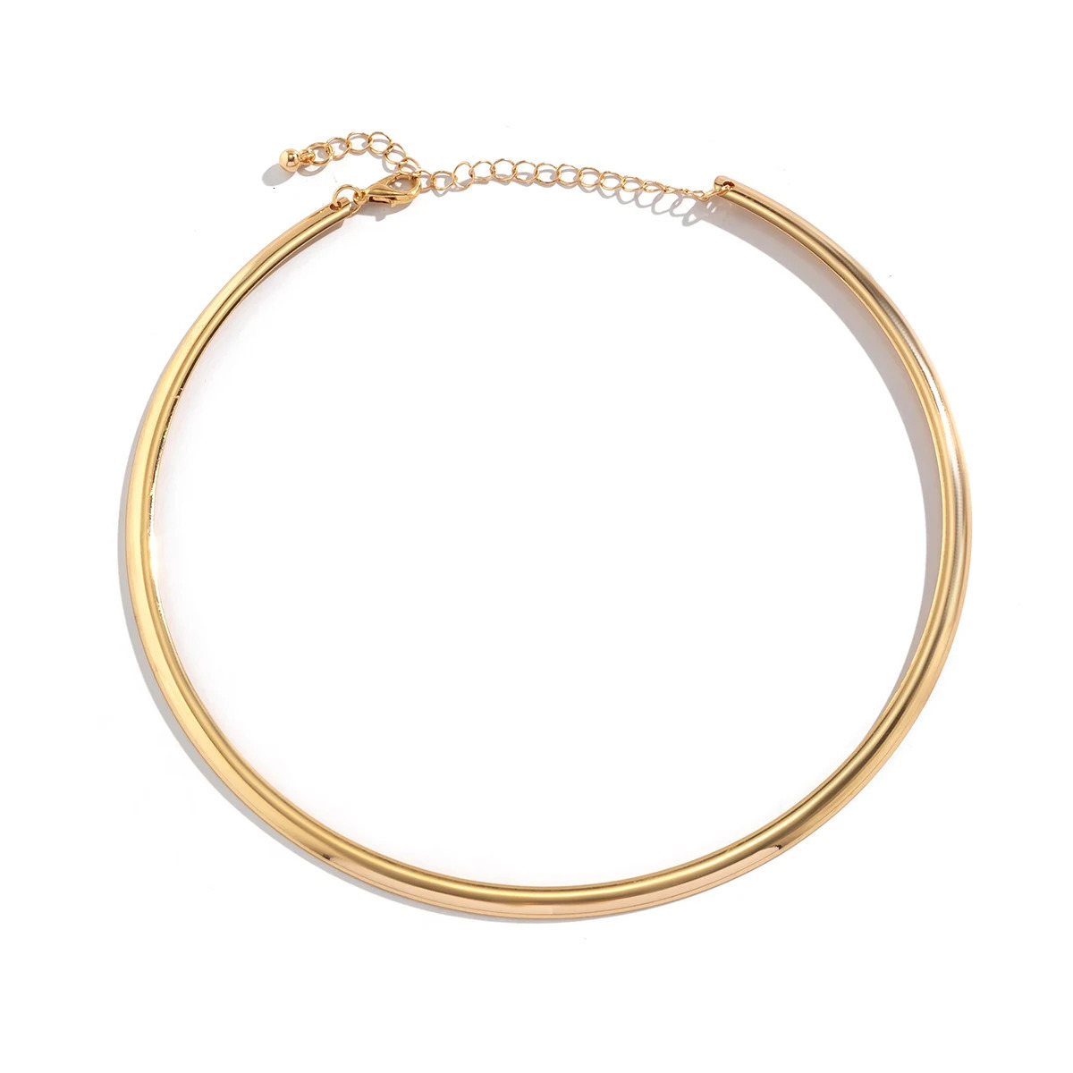 Ingemark Vintage Iron Metal Torques Choker Necklace for Women Goth Gold Color Smooth Adjustable Chain Fashion Jewelry Steampunk 240229