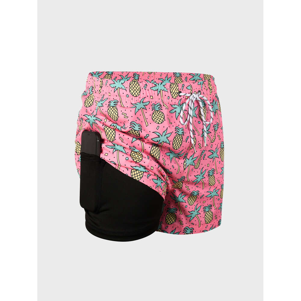 Double Layered Swimming Pants Men, Fashionable Loose Fitting Casual Beach Pants, Soaking in Hot Springs to Prevent Awkwardness and Adding Fat, Plus Si