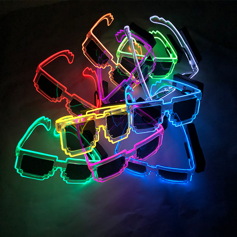 Wireless LED Light Up Party Glasses EL Wire Glowing Eyewear in the Dark Neon Glasses Women Mens Costume Sunglasses for Halloween Carnival Festival Par