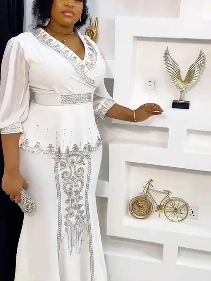2 Pieces Set Africa Clothes Dashiki African Skirts And Top for Women Ankara Wedding Gown Outfits Plus Size Lady Party Dress 240226