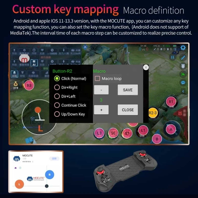 Cell Phone Gamepad Joystick For Android Control Bluetooth Controller Trigger Pubg Mobile Game Pad Gaming Cellphone Mando 240306