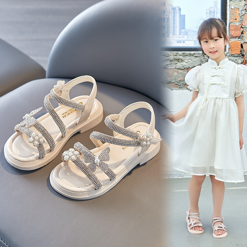 Girls Sandals Summer Fashion Little Girl Water Drill Shoes Children's Bow Sandals Princess Shoes for Kids Girls 210226