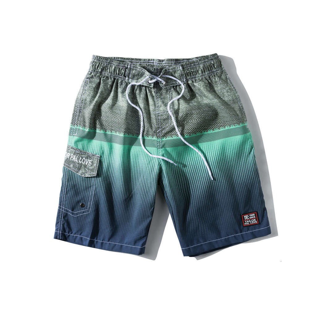 2024 Summer Gradient Beach Surfing Pants, Men's Casual Shorts, Large Size Printed 5/4 Pants